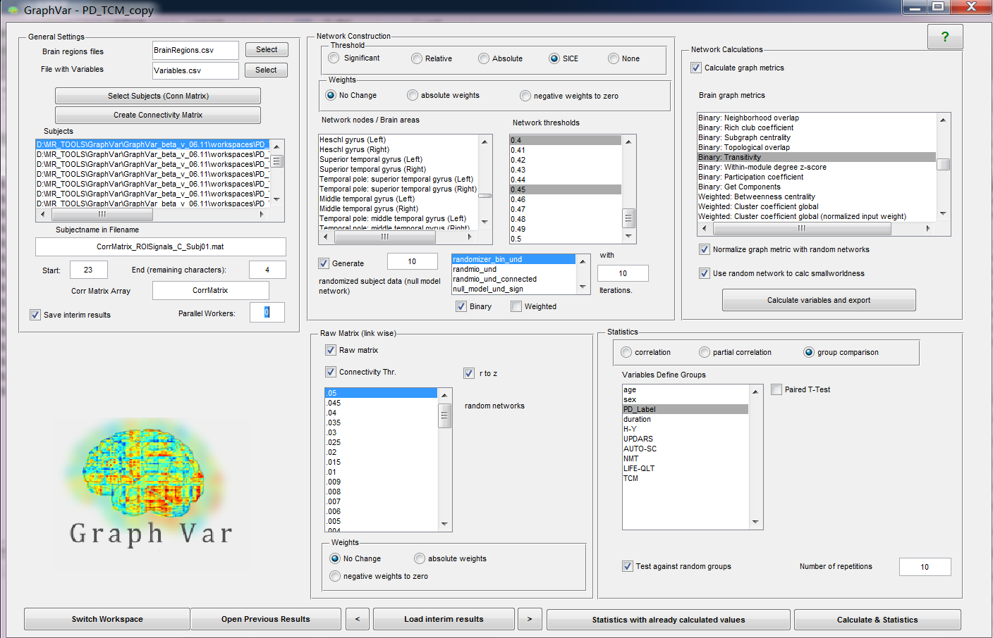 GraphVar a userfriendly toolbox for comprehensive graph analyses of